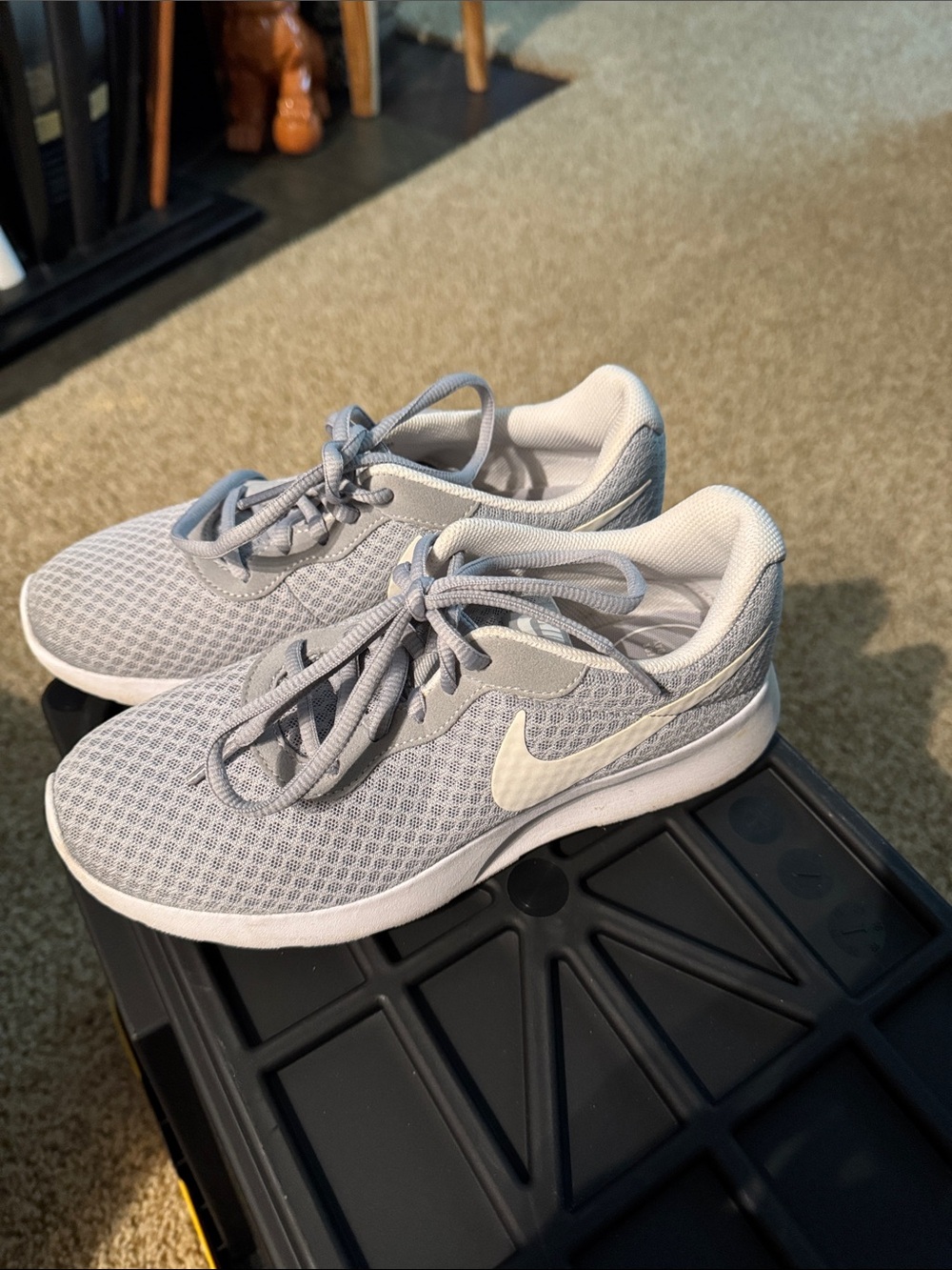 Nike Light Grey Mesh Sneakers with White Swoosh
